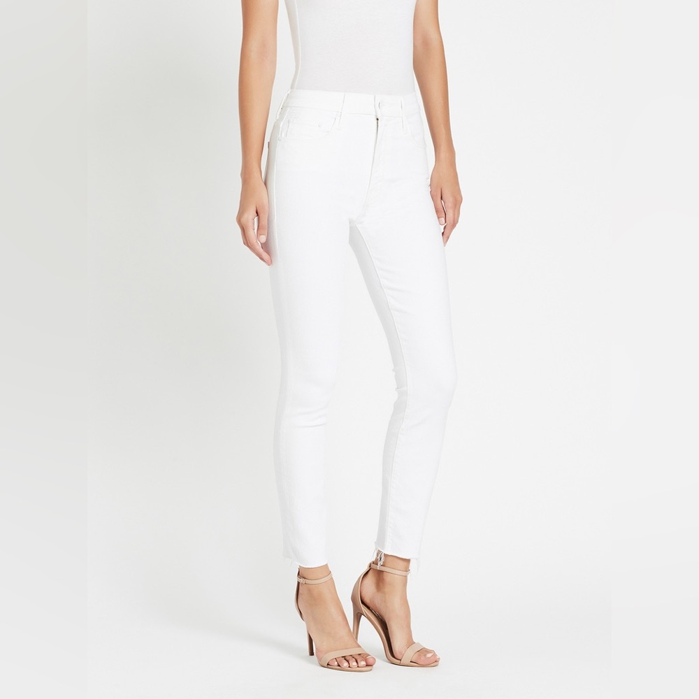 MOTHER White High Waisted Looker Ankle Fray Jeans Size 32 (US 10-12)